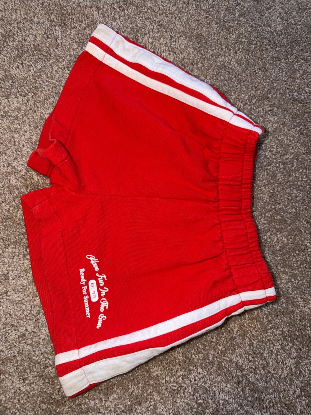 Zara Red Athletic Shorts with White Side Stripes